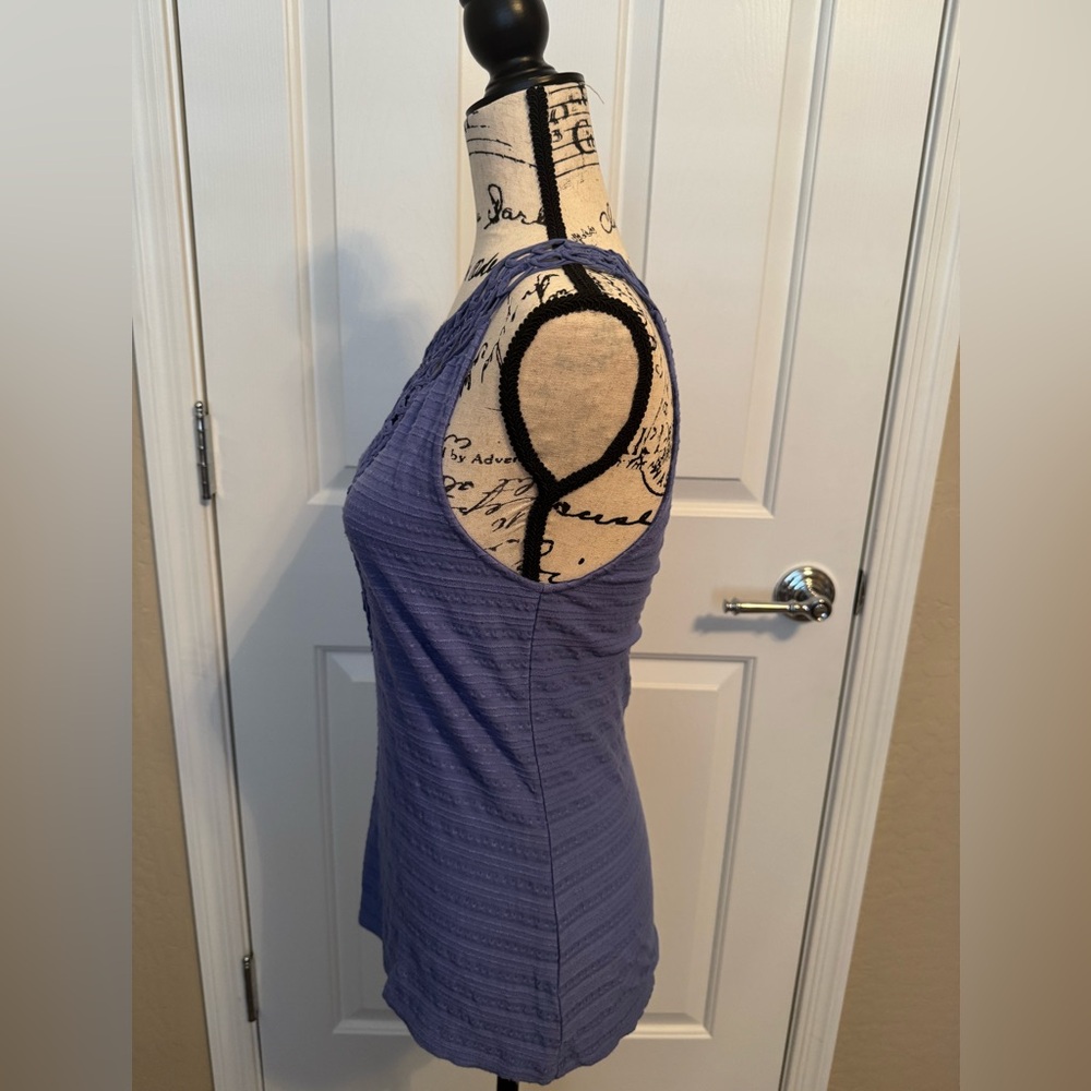 Anthropologie Women’s Postcard Perriwinkle French Blue Crochet Tank Size XS - Picture 3 of 6